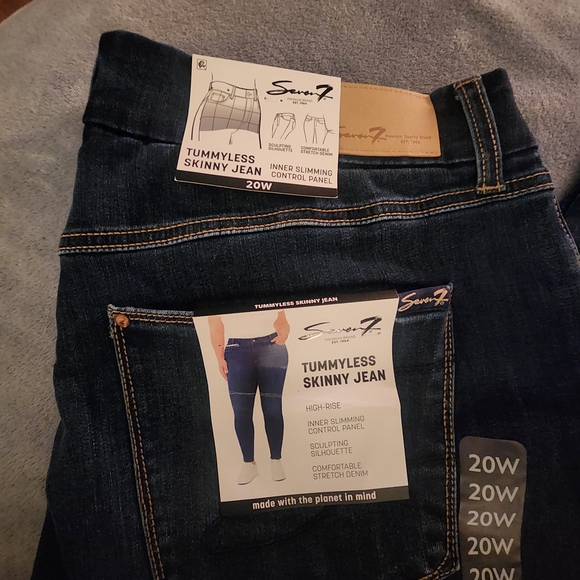 Seven7 Womens Plus Size Midnight Blue Tummyless Skinny Jeans - Picture 2 of 4